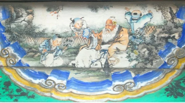 北京颐和园长廊彩绘《渊明爱菊》。（图片来源：维基百科）