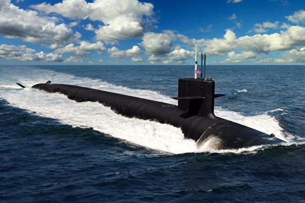 哥伦比亚级的12艘潜水艇，是美国海军的优先事项，将取代俄亥俄级的潜舰。预计在2028财年交付，并在2031年进行巡航。图为新潜舰想像画。（美国海军提供）