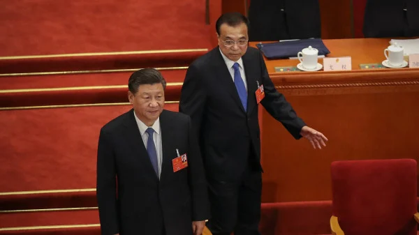 习近平和李克强在今年全国两会上（图片来源:Andrea Verdelli/Getty Images）